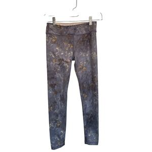 Athleta Girl Printed Athletic Leggings Marble Gold Blue Athleisure Yoga Pants 14